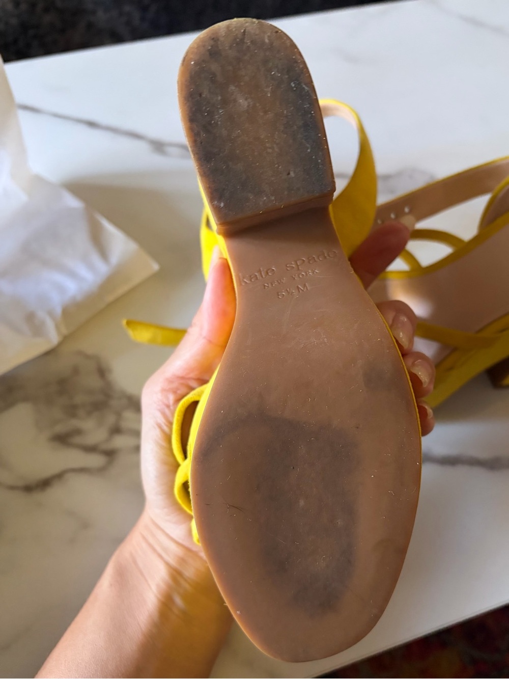 Kate Spade Yellow Strappy platform Heel Sandals - Picture 7 of 7